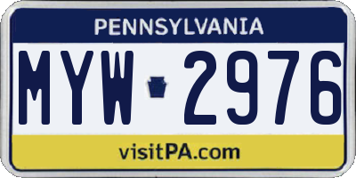 PA license plate MYW2976
