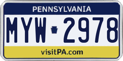 PA license plate MYW2978