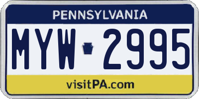 PA license plate MYW2995