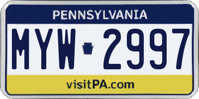 PA license plate MYW2997