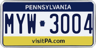 PA license plate MYW3004