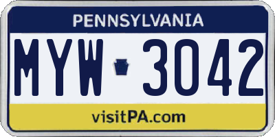 PA license plate MYW3042