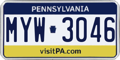 PA license plate MYW3046