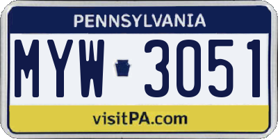 PA license plate MYW3051
