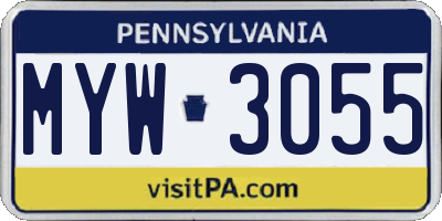 PA license plate MYW3055