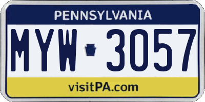 PA license plate MYW3057