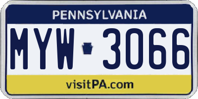 PA license plate MYW3066