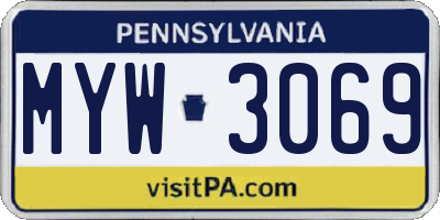 PA license plate MYW3069