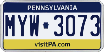 PA license plate MYW3073