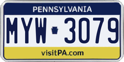PA license plate MYW3079