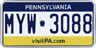 PA license plate MYW3088