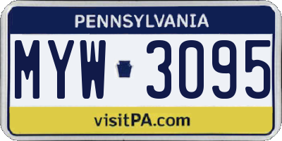 PA license plate MYW3095