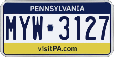PA license plate MYW3127