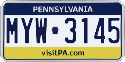 PA license plate MYW3145