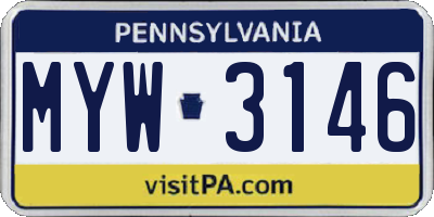 PA license plate MYW3146