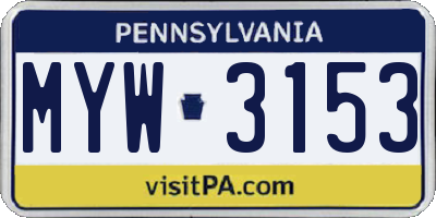 PA license plate MYW3153