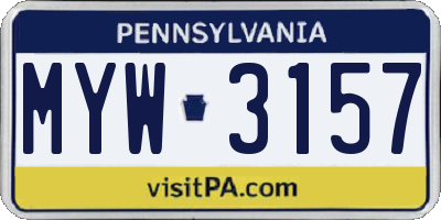 PA license plate MYW3157