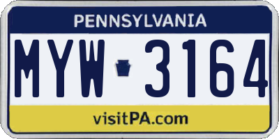 PA license plate MYW3164