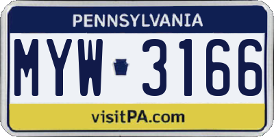 PA license plate MYW3166