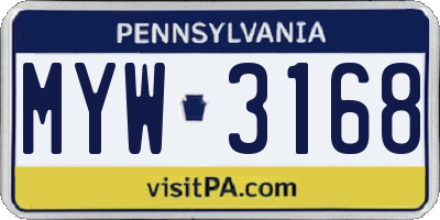 PA license plate MYW3168