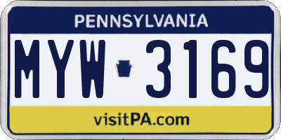 PA license plate MYW3169