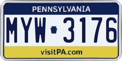 PA license plate MYW3176