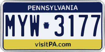 PA license plate MYW3177