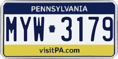 PA license plate MYW3179