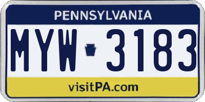 PA license plate MYW3183