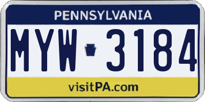 PA license plate MYW3184