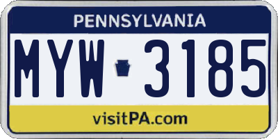 PA license plate MYW3185
