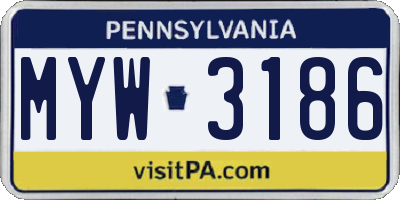 PA license plate MYW3186