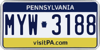 PA license plate MYW3188