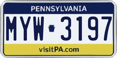PA license plate MYW3197