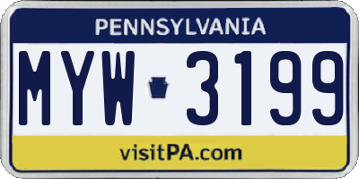 PA license plate MYW3199
