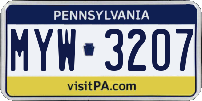 PA license plate MYW3207