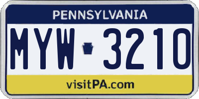 PA license plate MYW3210