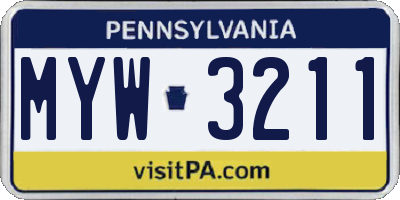 PA license plate MYW3211