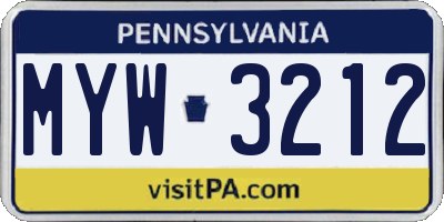 PA license plate MYW3212