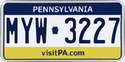 PA license plate MYW3227