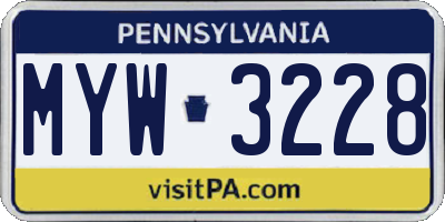PA license plate MYW3228