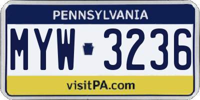 PA license plate MYW3236