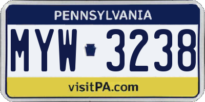 PA license plate MYW3238
