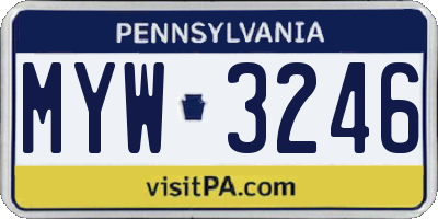 PA license plate MYW3246