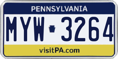PA license plate MYW3264