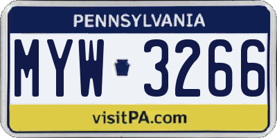 PA license plate MYW3266