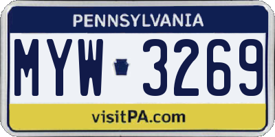 PA license plate MYW3269