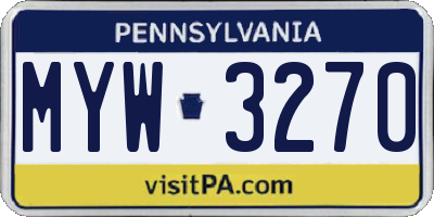 PA license plate MYW3270
