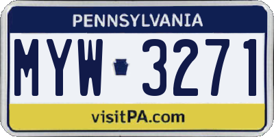 PA license plate MYW3271
