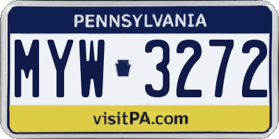 PA license plate MYW3272